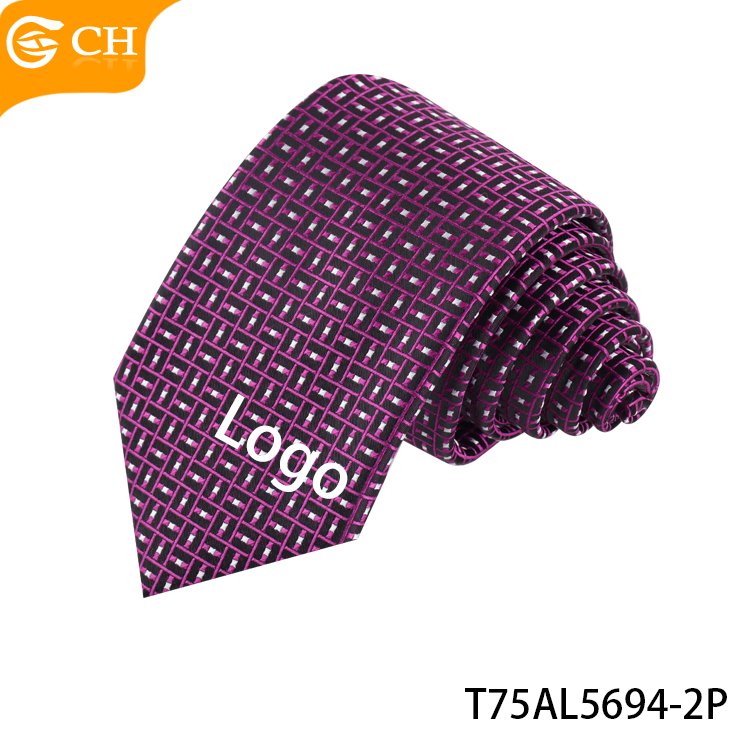 Good Quality Designer Long Blue Purple Floral Jacquard Necktie Woven Gift Set Navy Suit Custom Logo Mens Tie