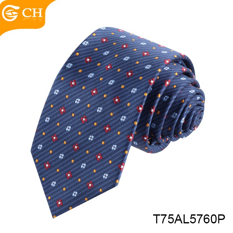 Good Quality Designer Long Blue Purple Floral Jacquard Necktie Woven Gift Set Navy Suit Custom Logo Mens Tie