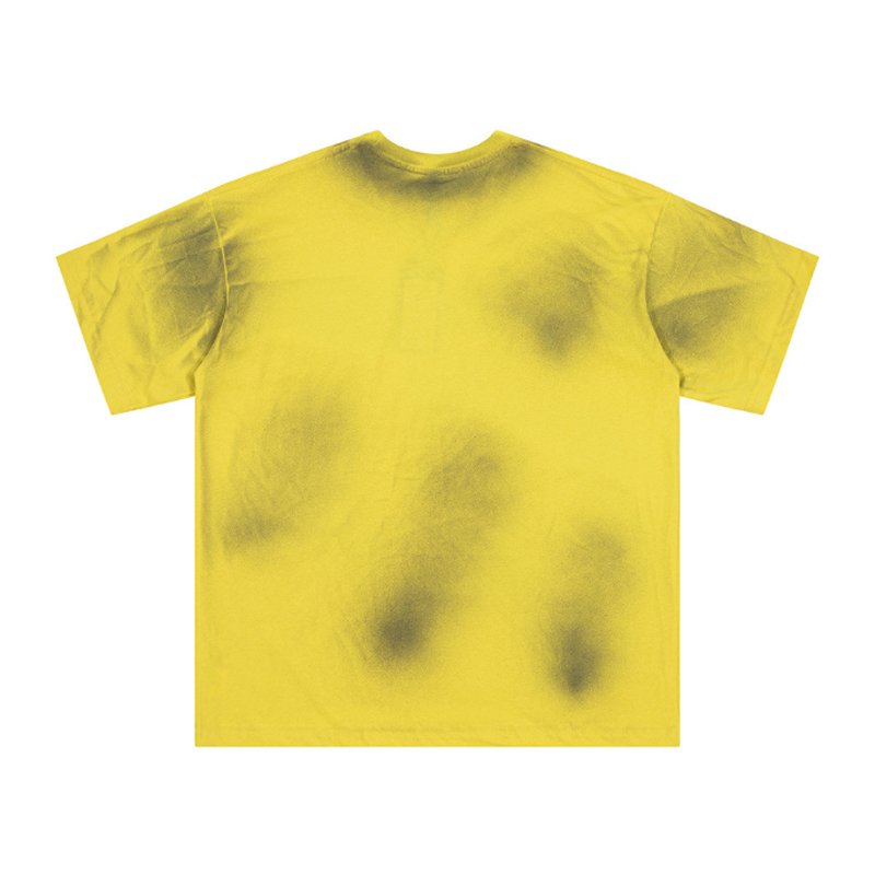 Airbrush Wipe Dirty Letter Short Sleeve T-Shirt Men's Street Niche Design Paint Tie-Dye Half Sleeve