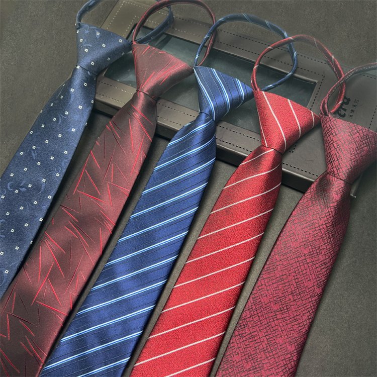 Party Wedding Banquet Formal Events Gifts Wholesale OEM Logo Custom Men's Zipper Zip up NeckTie Adjustable Pre-Tied Necktie
