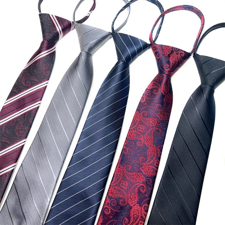 Party Wedding Banquet Formal Events Gifts Wholesale OEM Logo Custom Men's Zipper Zip up NeckTie Adjustable Pre-Tied Necktie