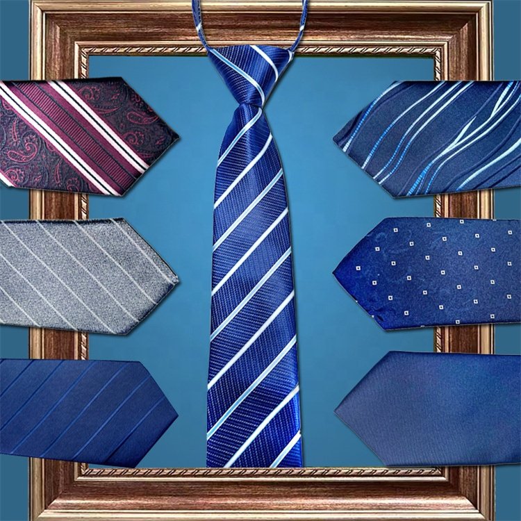 Party Wedding Banquet Formal Events Gifts Wholesale OEM Logo Custom Men's Zipper Zip up NeckTie Adjustable Pre-Tied Necktie