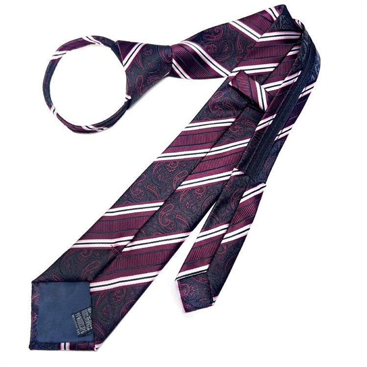 Party Wedding Banquet Formal Events Gifts Wholesale OEM Logo Custom Men's Zipper Zip up NeckTie Adjustable Pre-Tied Necktie