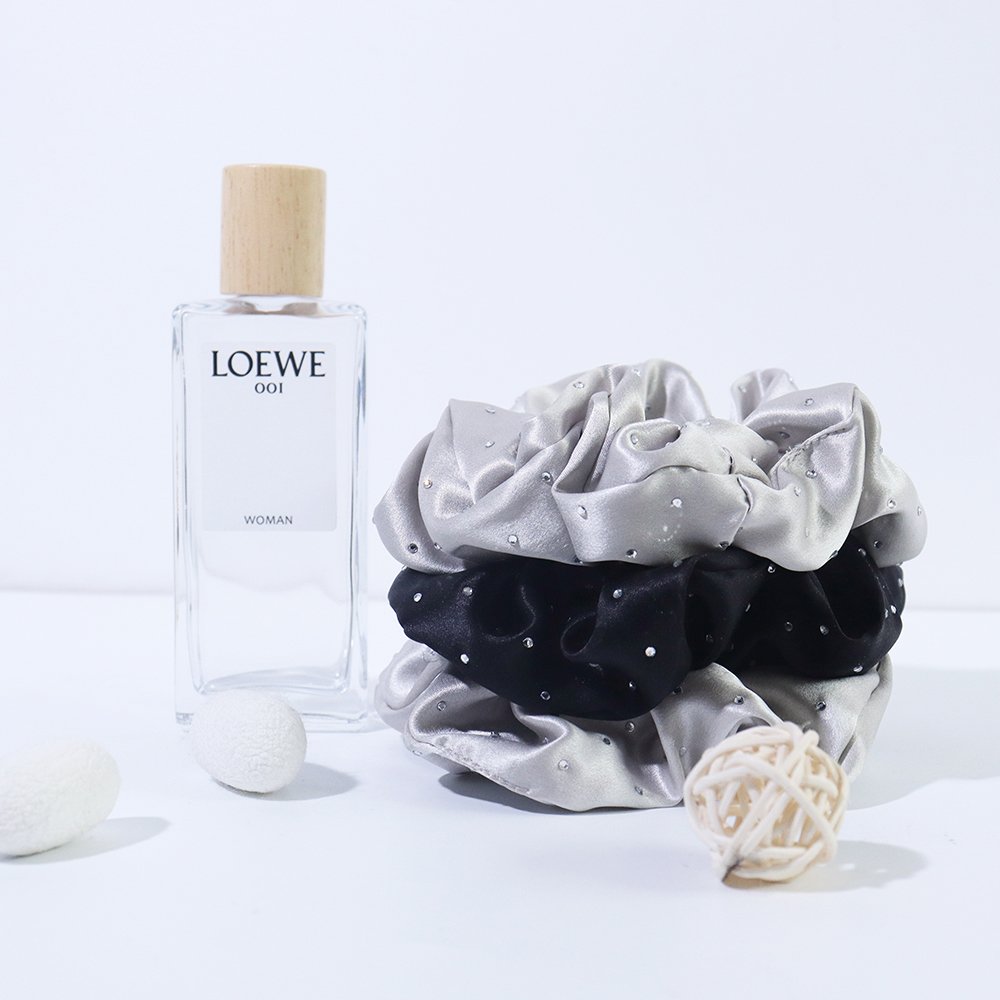 Custom High Quality Elegant Mulberry Silk Scrunchies For Women Party Decoration Crystal Silk Hair Scrunchies Hair Ties