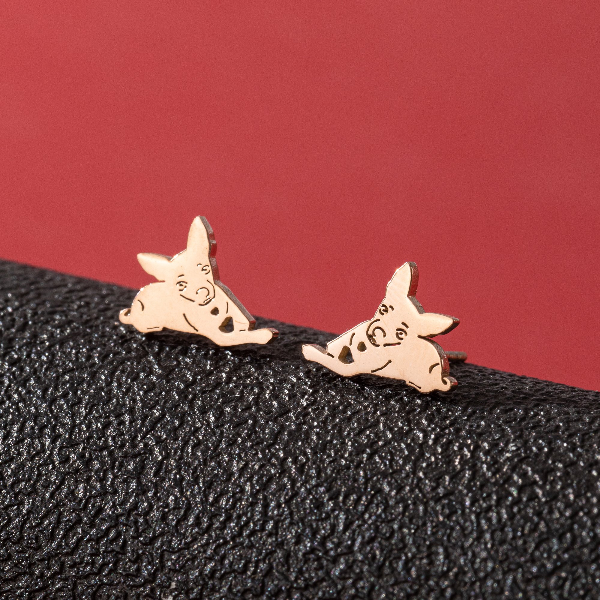 Tie-in titanium steel small animals female jewelry earrings simple cute stainless steel dog jewelry earrings