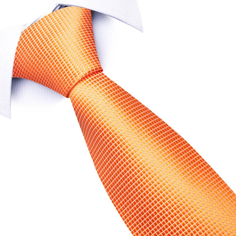 100% Silk Men's Ties Orange Necktie Handkerchief Wedding Party Tie Set