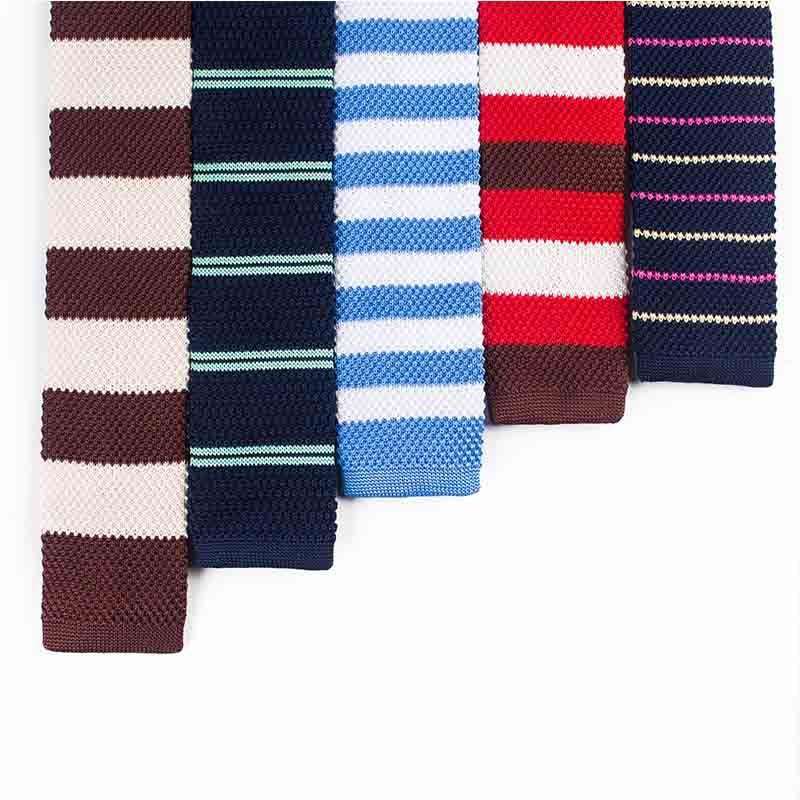 Wholesale 2024 New Design Sknitted Red Green Polyester Plain Classic Braided Tie Knitted Neck Tie Classic Braided Tie
