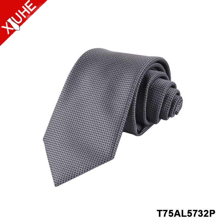 Cheap Silk Ties Formal Gray Solid Color Necktie Jacquard PolyesterCustom Mens Tie