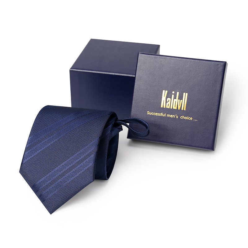 Jacquard Weaving 8CM Blue Plaid Fashion Pre-tied Knot Zipper Loose Design Father Day's Gift Men Tie Necktie