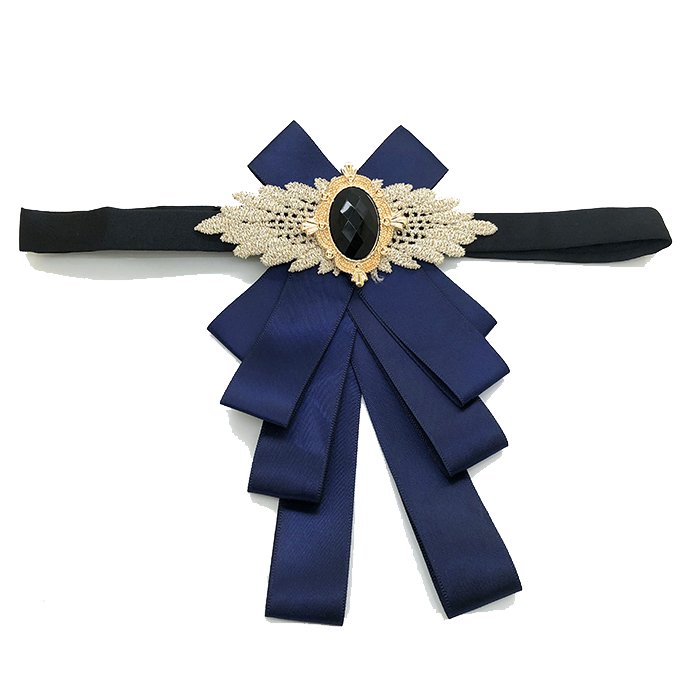 Blade Shape Easy Wear Adjustable Solid Color Black Navy Blue Polyester Formal Office Clerk Lady Bow Tie Crossover Tie For Women