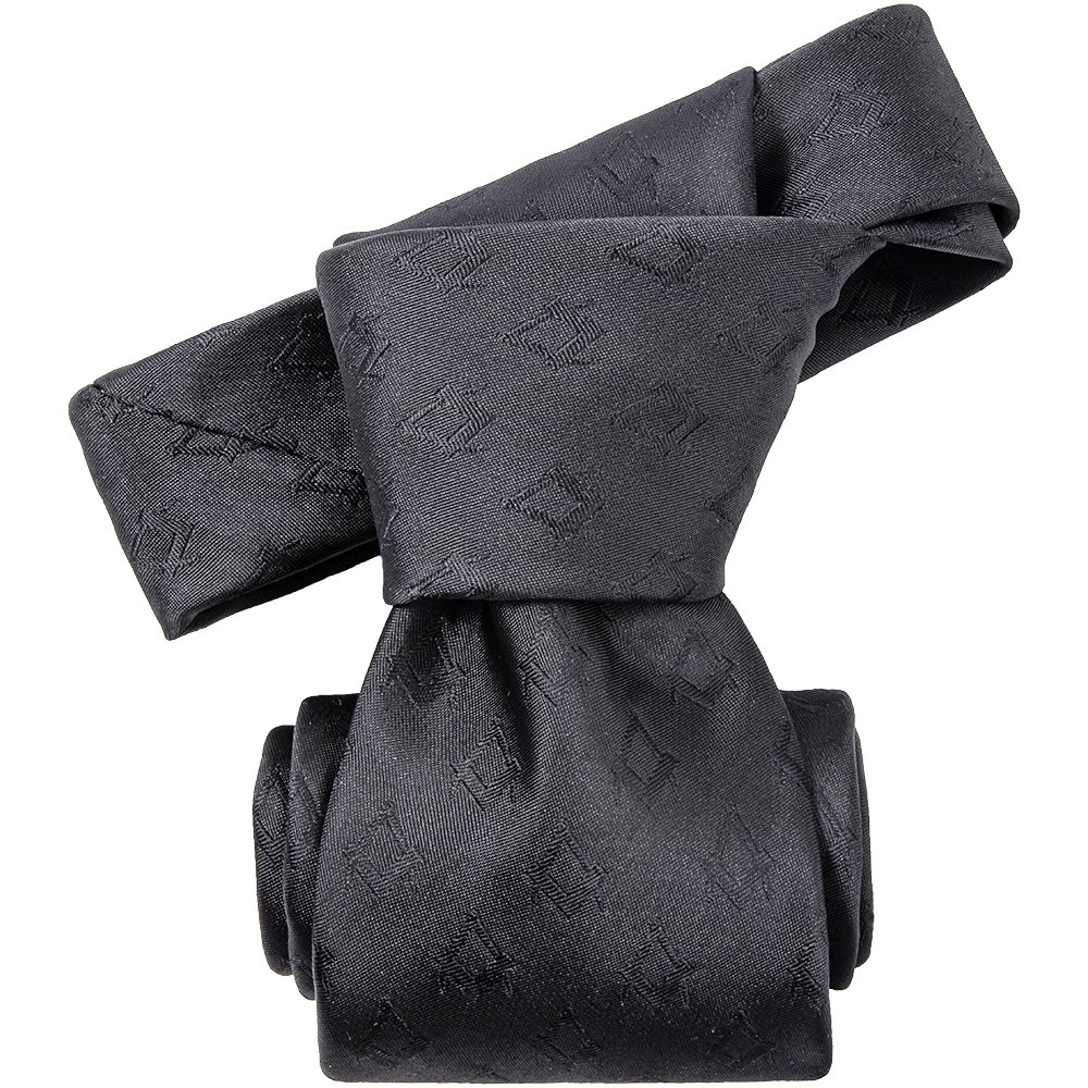 Custom-Made Black Square & Compass Design Polyester Neck Ties Masonic Regalia for Masons Mens Gift Tie