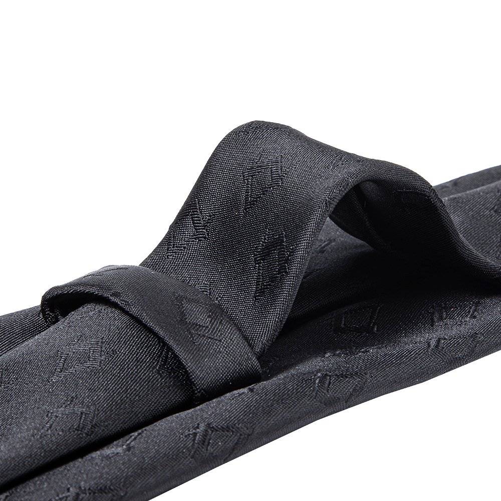 Custom-Made Black Square & Compass Design Polyester Neck Ties Masonic Regalia for Masons Mens Gift Tie