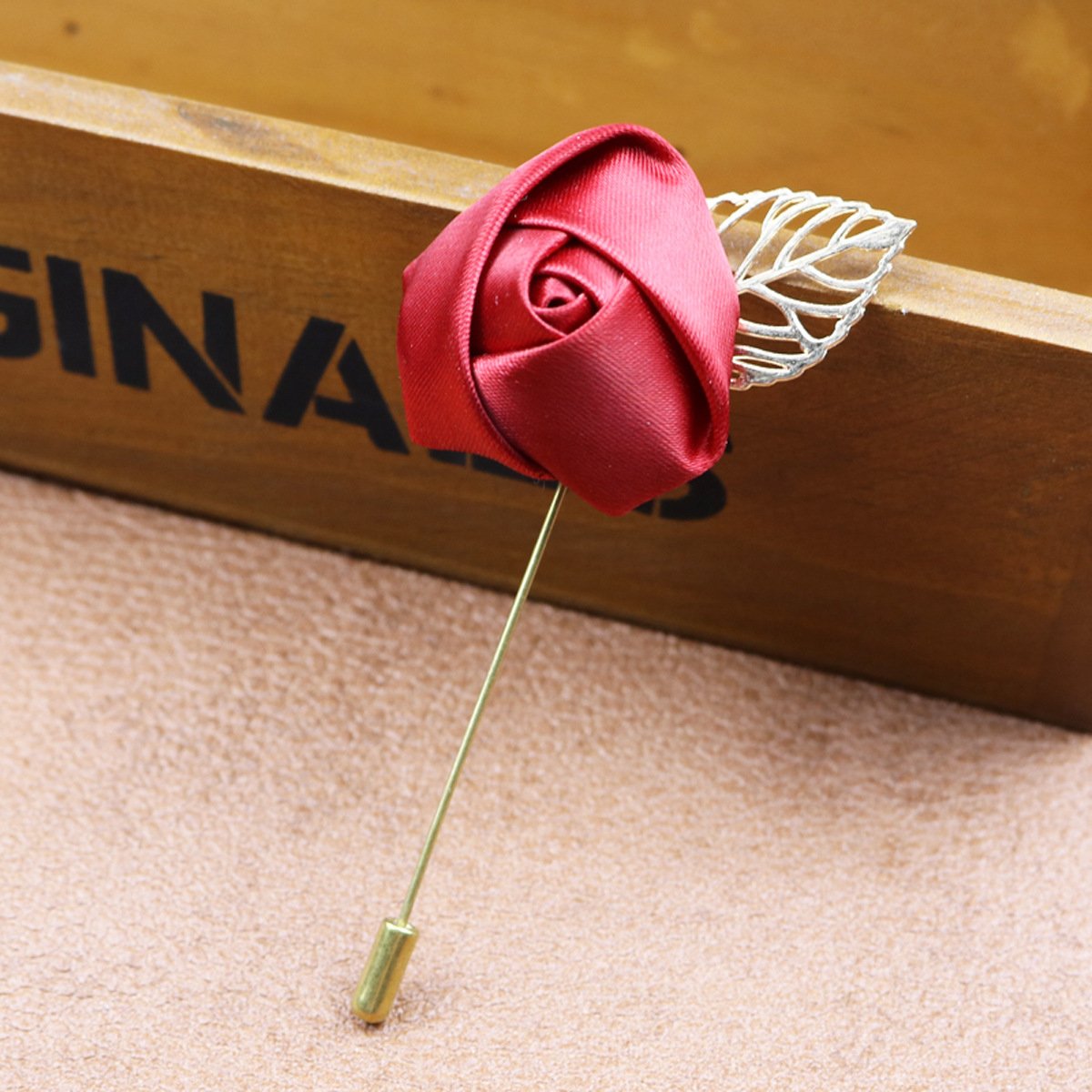 Flower corsage Red rose long pin men's and women's long pin bract one line pin all match brooch wholesale