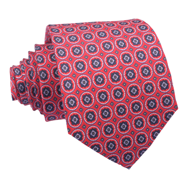 Geometric Neckties Custom Design Mens Printed 7 Fold Silk Tie