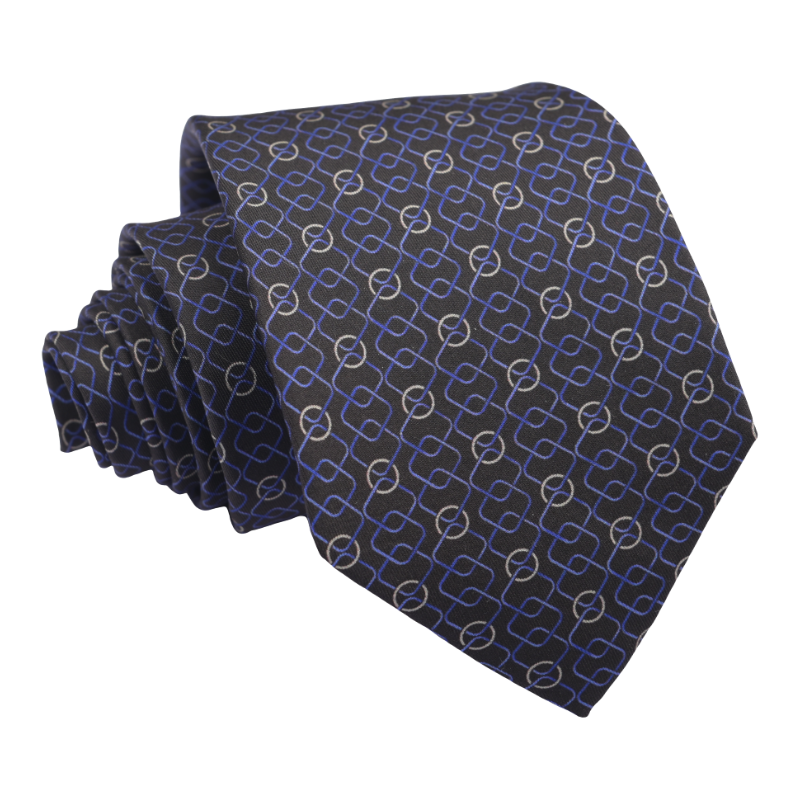 Geometric Neckties Custom Design Mens Printed 7 Fold Silk Tie