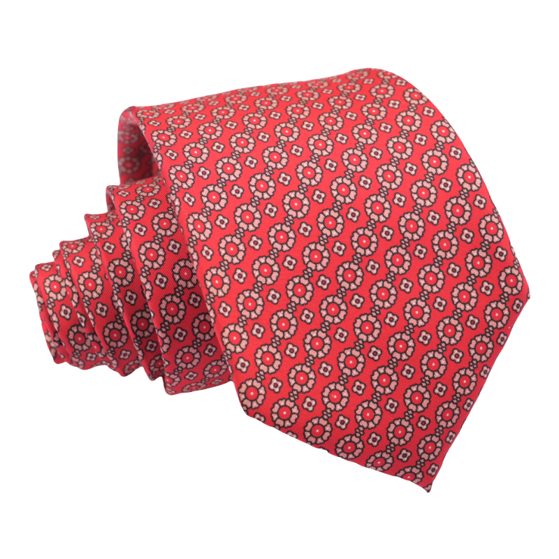 Geometric Neckties Custom Design Mens Printed 7 Fold Silk Tie