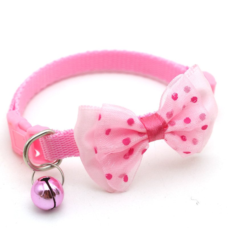 KingHon Cat Collar With Bell Adjustable Pet Collars Handmade Colorful Necklace For Small Dogs Cats Breakaway Collar With Bow Tie
