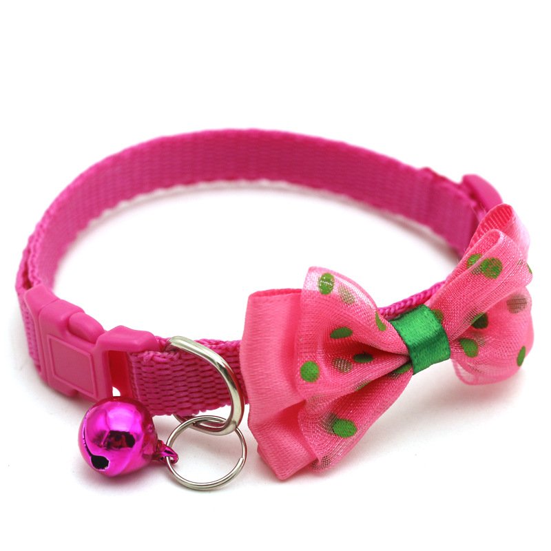 KingHon Cat Collar With Bell Adjustable Pet Collars Handmade Colorful Necklace For Small Dogs Cats Breakaway Collar With Bow Tie