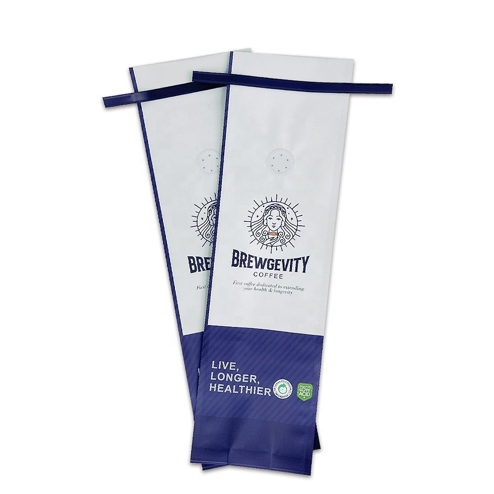 High Quality Laminated Coffee Bags Coffee Beans Packages Side Gusset Bag with Metal Tin Tie and Valve
