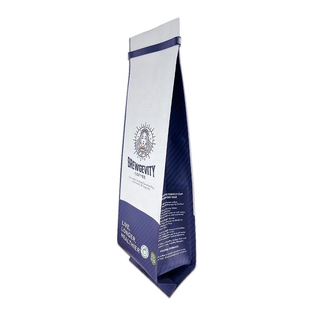 High Quality Laminated Coffee Bags Coffee Beans Packages Side Gusset Bag with Metal Tin Tie and Valve