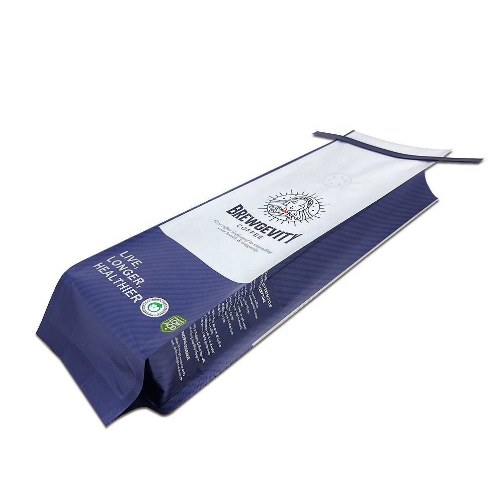 High Quality Laminated Coffee Bags Coffee Beans Packages Side Gusset Bag with Metal Tin Tie and Valve