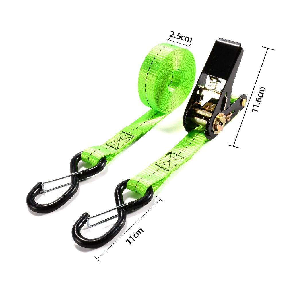 OEM 2pk 25mm 800Kg Ratchet Strap Lashing Tie Down Webbing Lock S-Hook