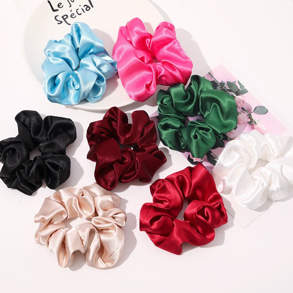 Korean INS satin silk large intestine hair rope sweet cute Girls hair tie soft artificial silk scrunchies