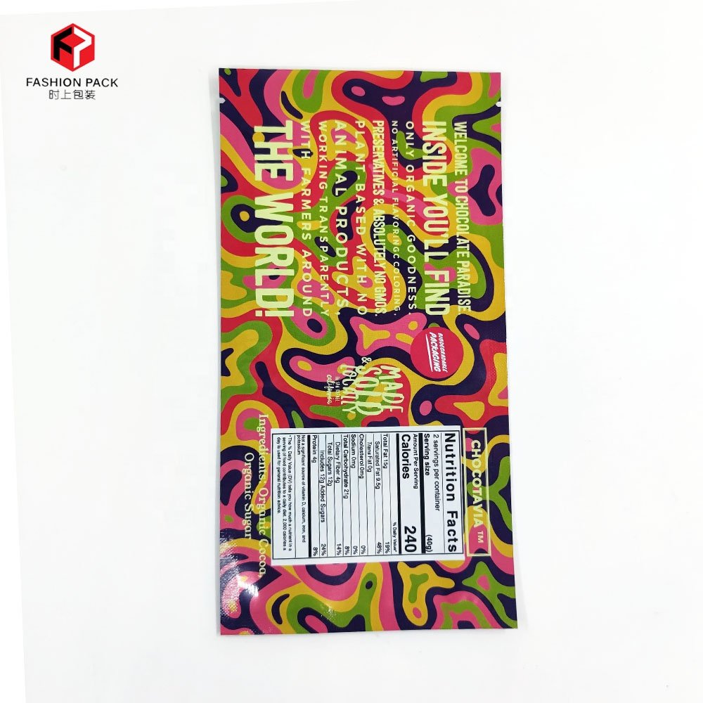 Customise digitally printed aluminum foil 3 side seal plastic pouches for chocolate sticks