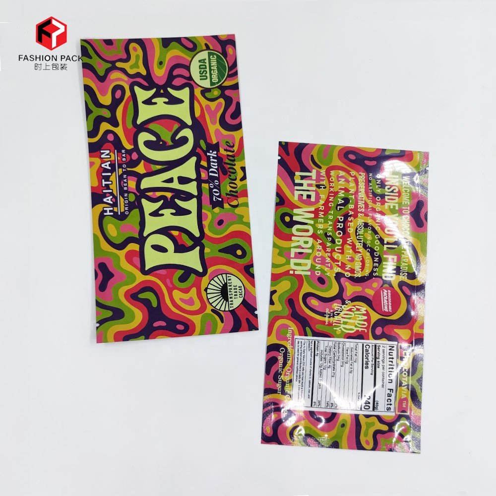 Customise digitally printed aluminum foil 3 side seal plastic pouches for chocolate sticks