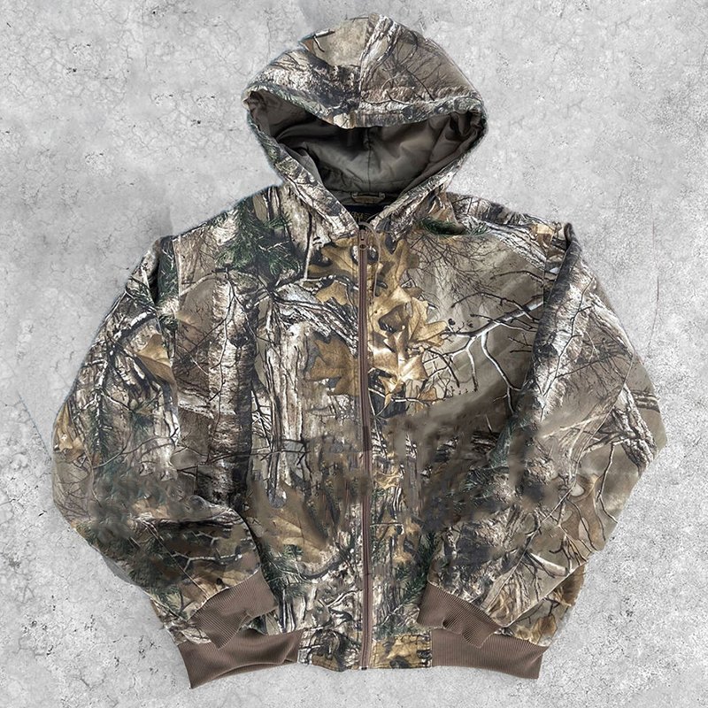 YSJY Custom high quality cotton hunting reals tree printing sweatshirt t shirt vintage distressed patch camo hoodie for men
