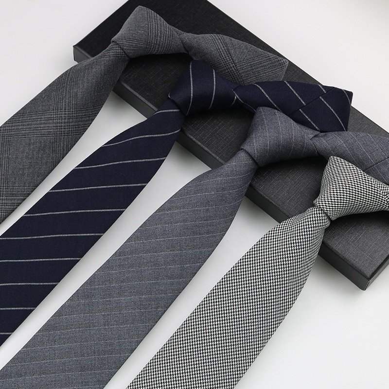 High quality cheap lot stock fashion 8cm korean polyester black neckties 2023 ties for men stripe