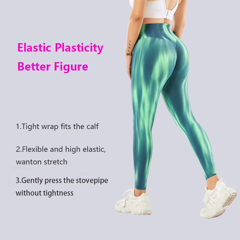 Aurora color Tie dye Yoga pants Women's seamless High waist European and American peach buttock Fitness Pants