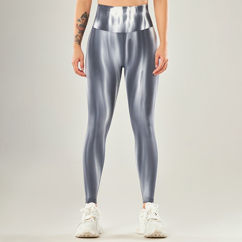 Aurora color Tie dye Yoga pants Women's seamless High waist European and American peach buttock Fitness Pants