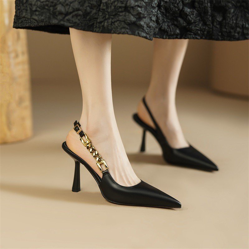Bow tie silk front bag and back empty sandals bag with high heels, slim heels, and high-end women's high heels for commuting
