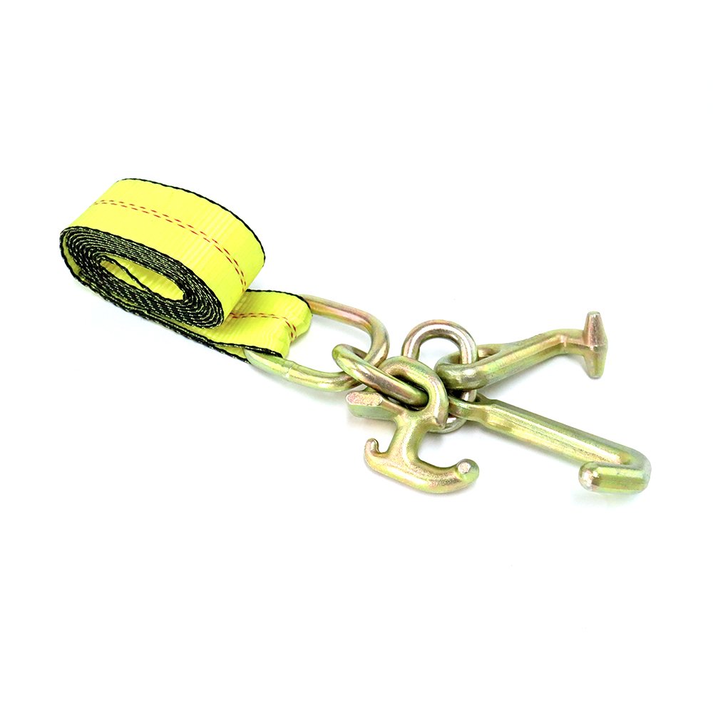2" x 8' Replacement Strap with RTJ Cluster Hook Ratchet Auto Tie Down for Tow Truck Roll Back Car Hauler Wrecker