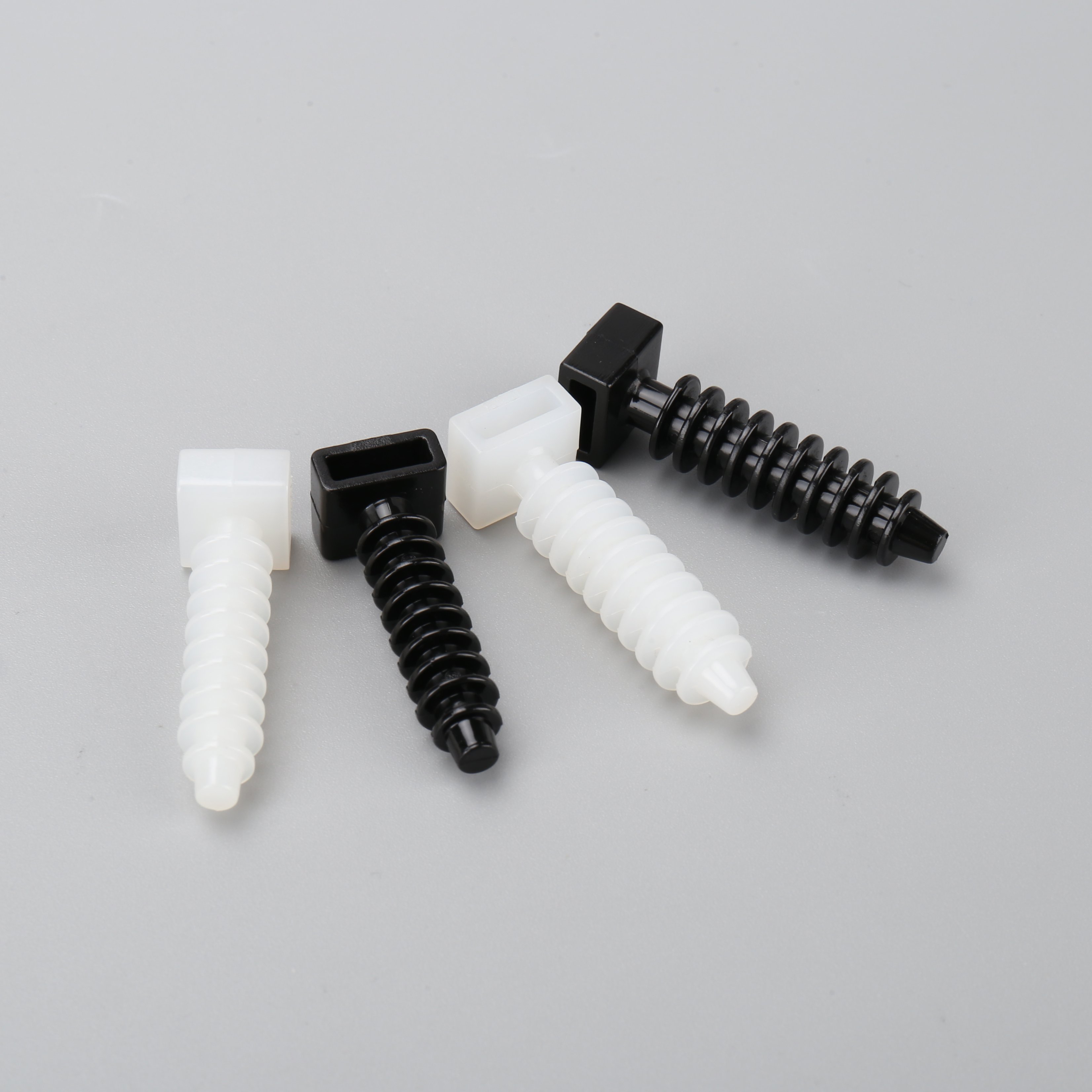 OUORO CH-6 Customize Plastic Self Adhesive White Black 94-V2 Nylon6 Wall Plug Wire Saddle Type Cable Tie Mount