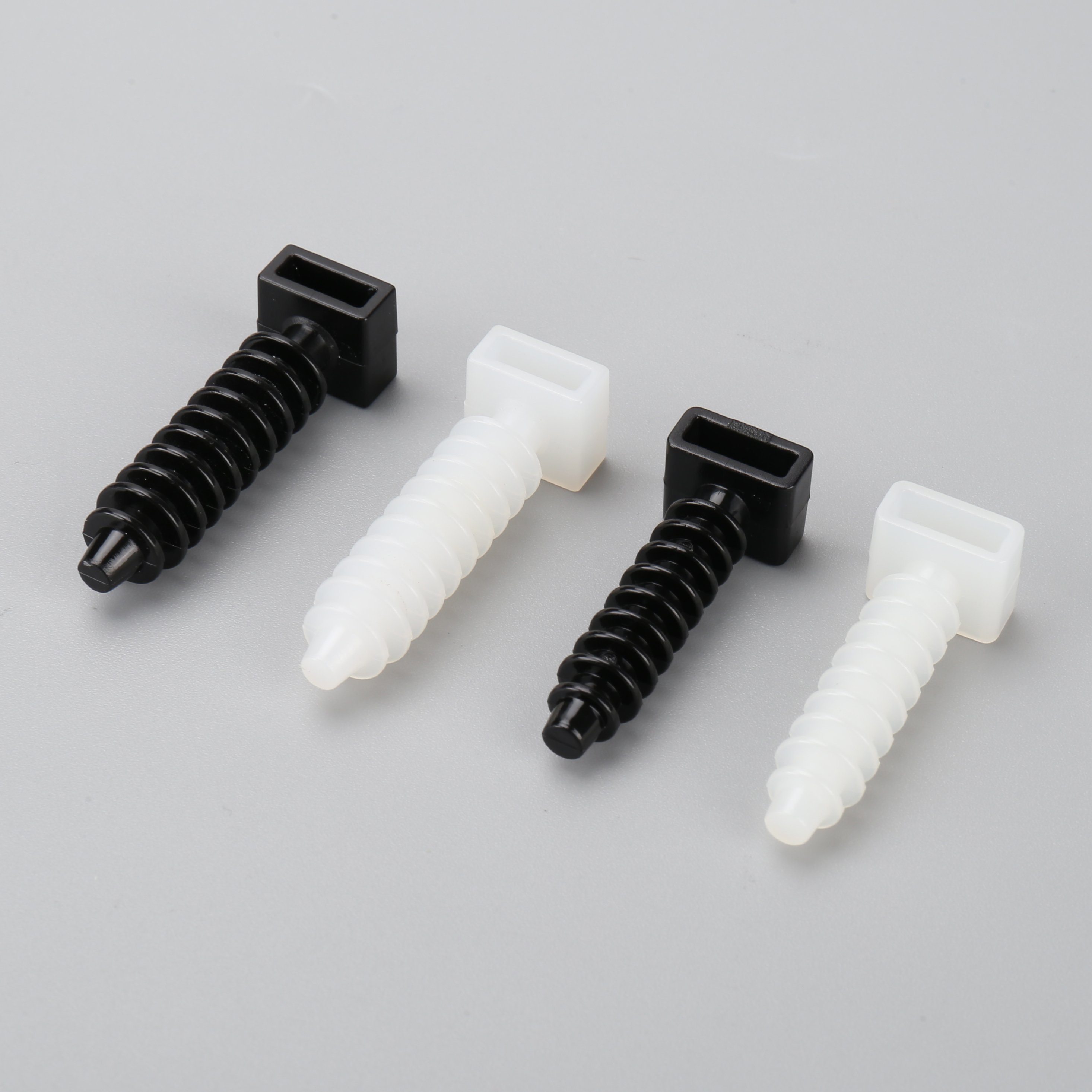OUORO CH-6 Customize Plastic Self Adhesive White Black 94-V2 Nylon6 Wall Plug Wire Saddle Type Cable Tie Mount