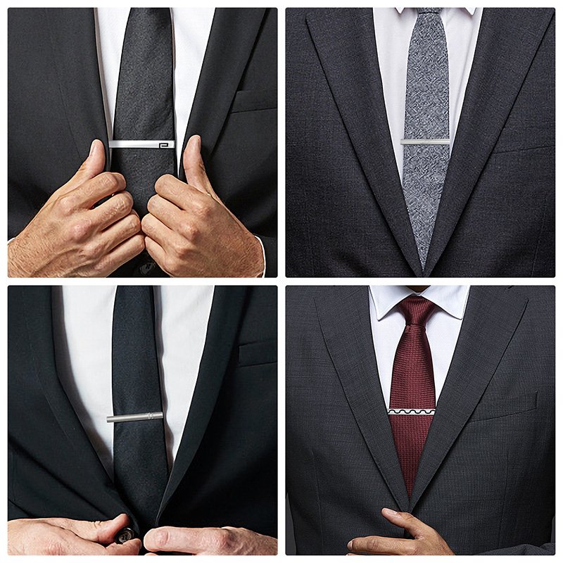 Ready to Ship Daili Wholesale High Quality DIY Men Gift Plain Tie Bar Brass Tie Clip Silver Black Enamel Tie Bar for Necktie