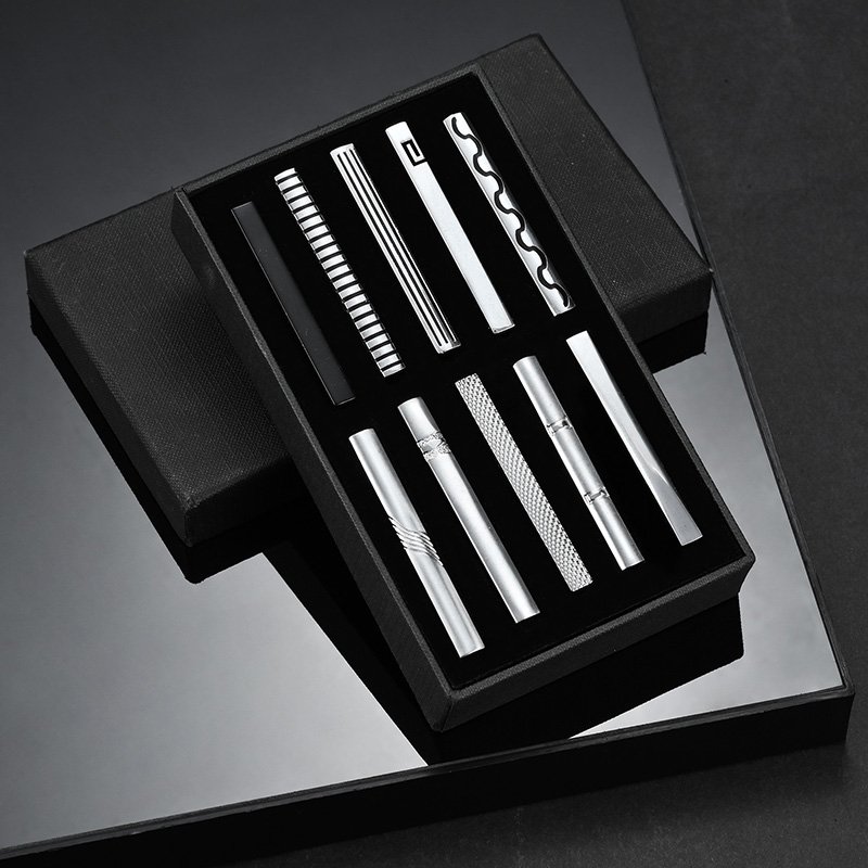 Ready to Ship Daili Wholesale High Quality DIY Men Gift Plain Tie Bar Brass Tie Clip Silver Black Enamel Tie Bar for Necktie