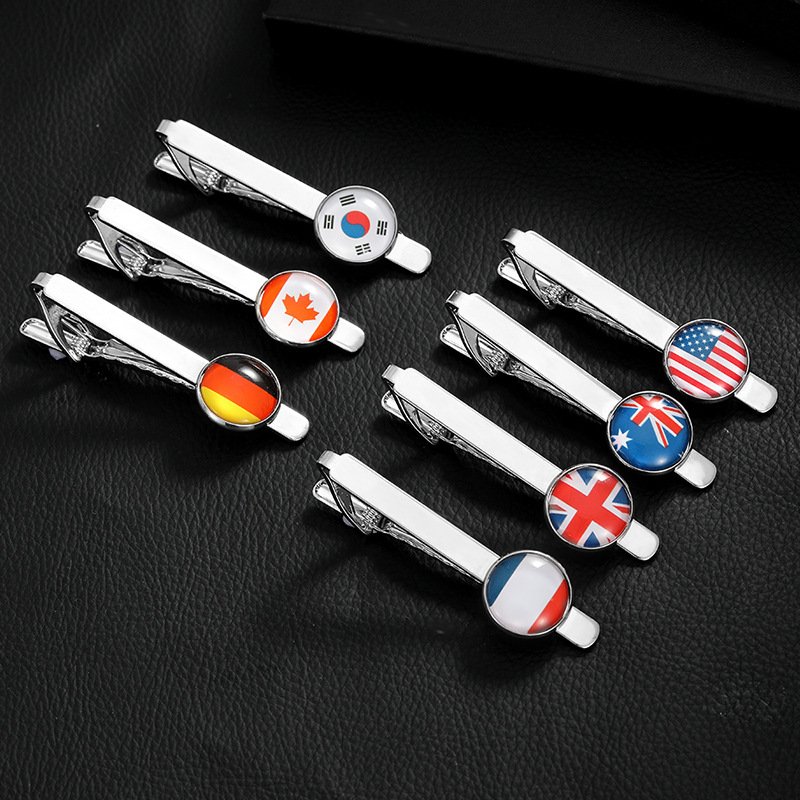 manufacturer personalized tie clip with customized logo men tie bar pin 287 country flag design tie clip for men