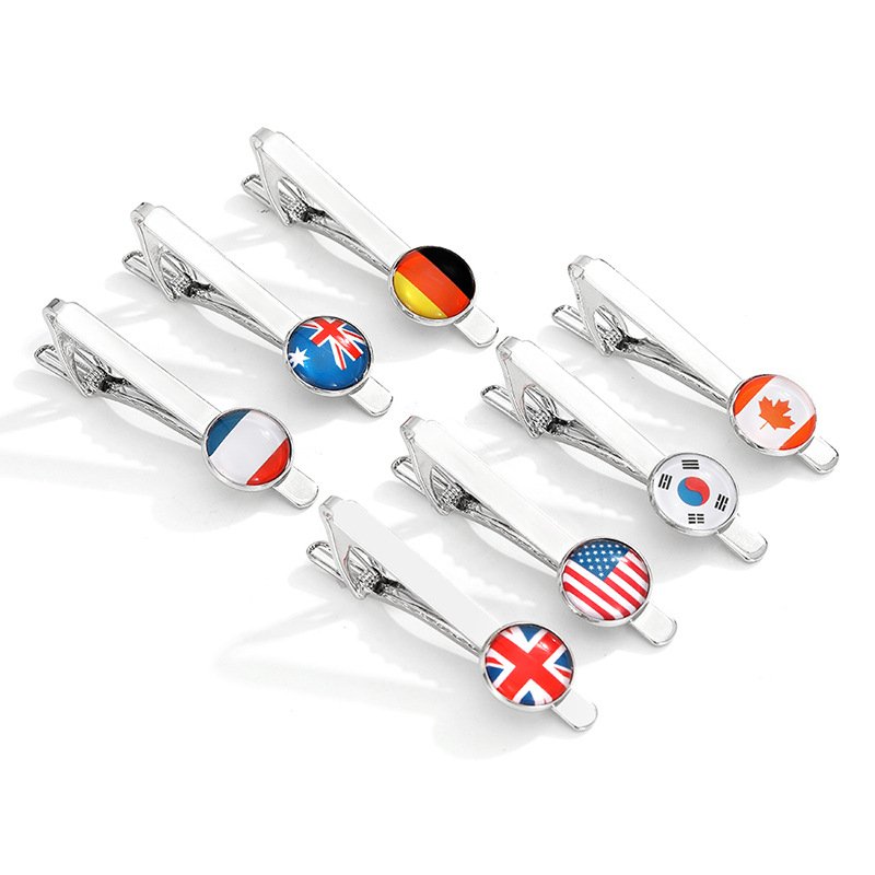 manufacturer personalized tie clip with customized logo men tie bar pin 287 country flag design tie clip for men