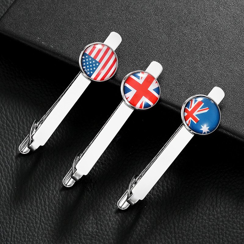 manufacturer personalized tie clip with customized logo men tie bar pin 287 country flag design tie clip for men
