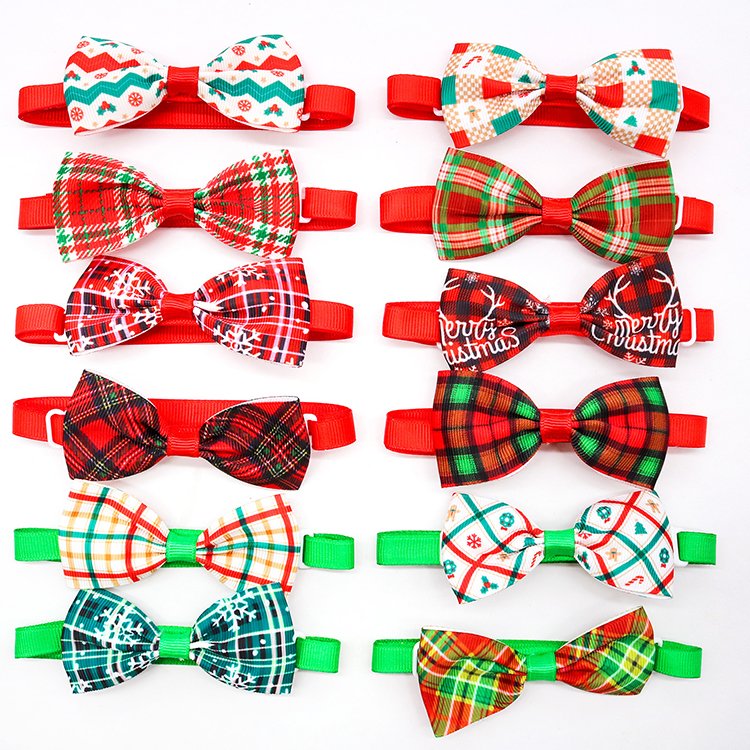 Pet Products New Style Plaid Pattern With Accessories Pet Christmas Bow Tie Cat Small Dog Bow Tie