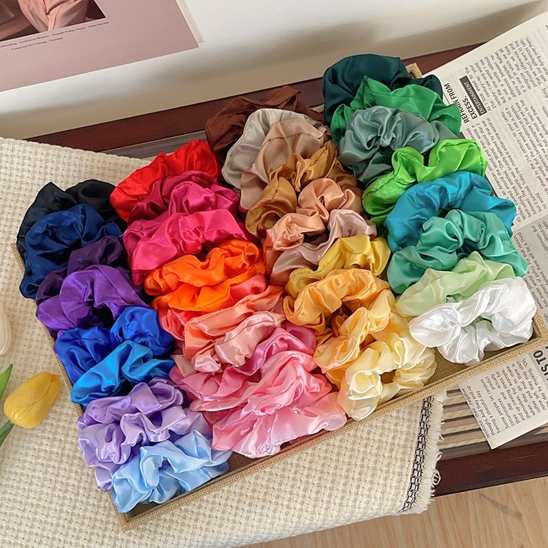 Wholesale Satin Hair Scrunchies Accessories Headband Solid Color Tie Hair Elastic Band Silk-like Scrunchies for Girls