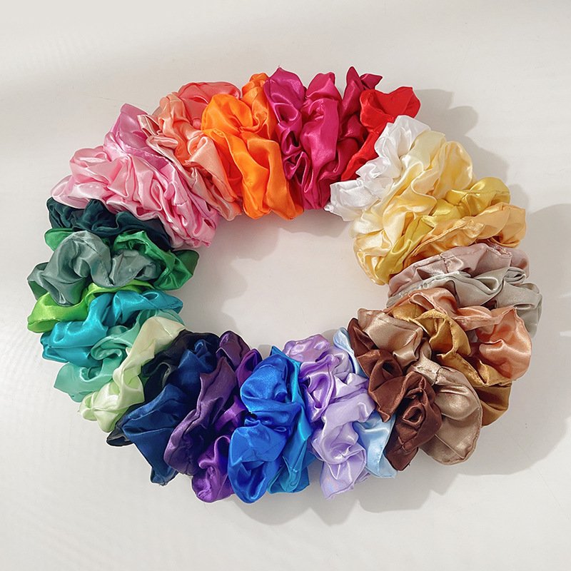 Wholesale Satin Hair Scrunchies Accessories Headband Solid Color Tie Hair Elastic Band Silk-like Scrunchies for Girls