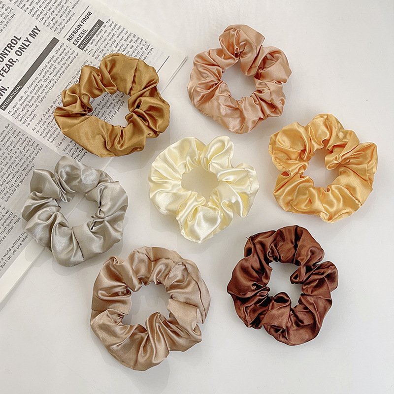 Wholesale Satin Hair Scrunchies Accessories Headband Solid Color Tie Hair Elastic Band Silk-like Scrunchies for Girls