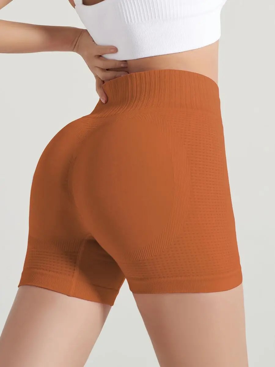 Women High Waist Abdomen Pilates Shorts Lady Scrunch Butt Short Gym Sports Pants Lady Solid Color Midriff Outdoor Shorts
