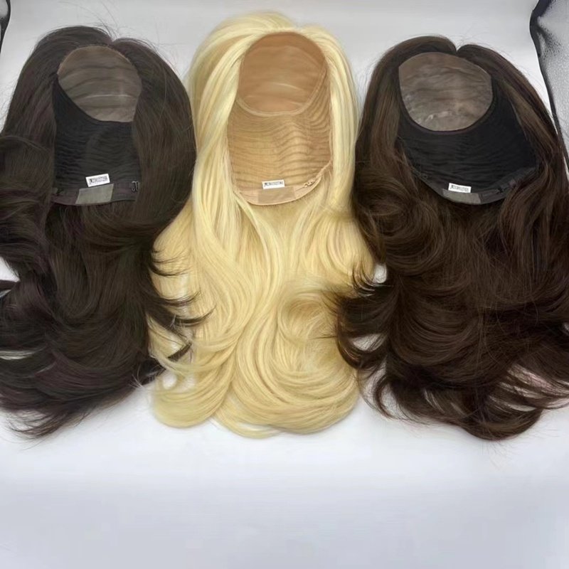 Hand tied silk top medical wigs european human hair blonde 60 alopecia wigs for women