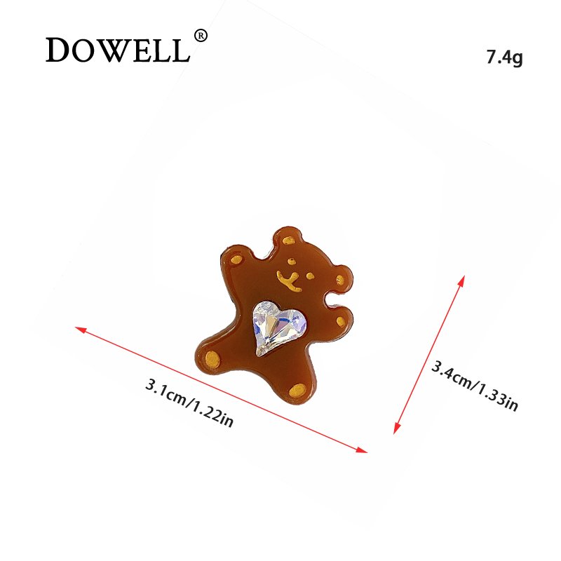 DOWELL Diamond Acetate Bear Elastic Hair Ties Cute Girl Hair Scrunchies Glitter Satin Silk Hair Clip Bear Rhinestones Cartoon