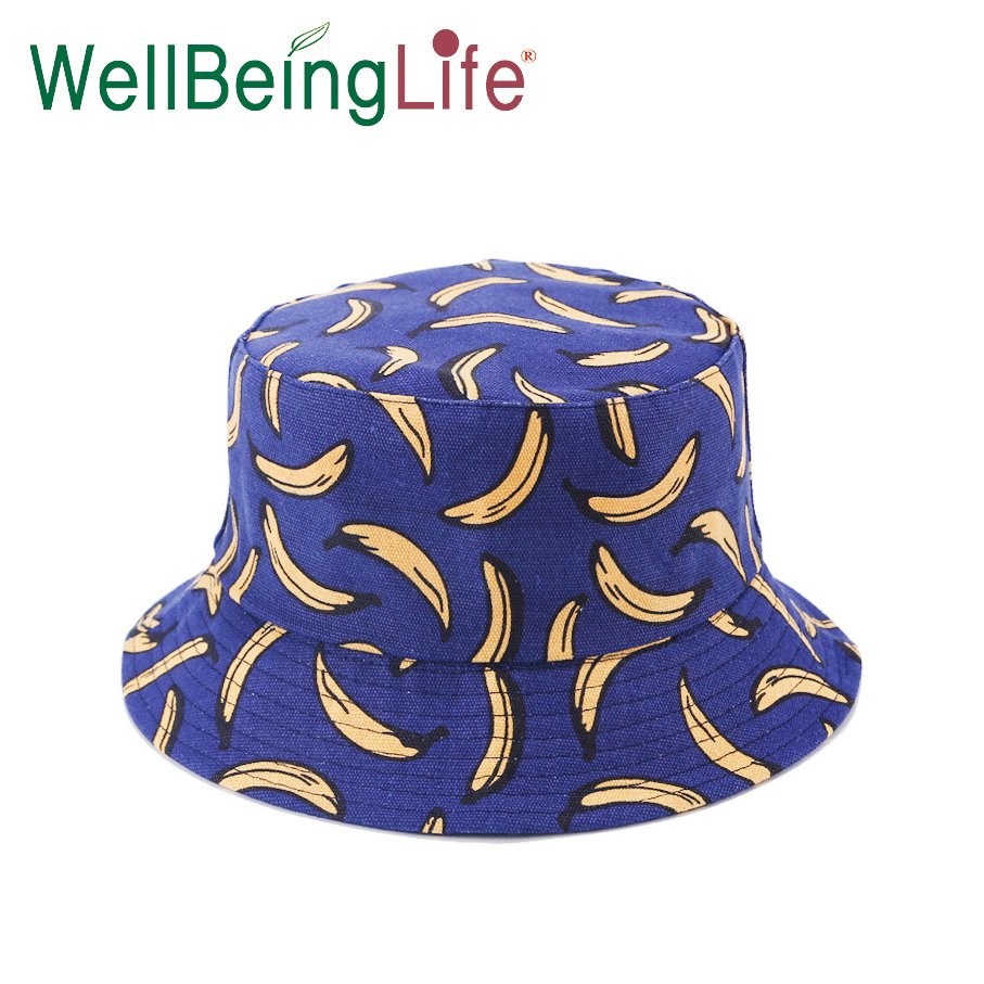 Unisex Summer Foldable Banana Bucket Hat Women Outdoor Sunscreen Fishing Hunting Cap